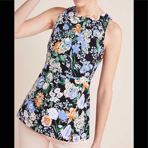 Anthropologie by Meave Black Floral Top Small - Picture 1 of 5